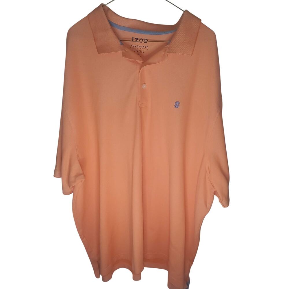 Izod Advantage Performance Polo Shirt Men 3XL Orange Blue Logo Short Sleeve Golf